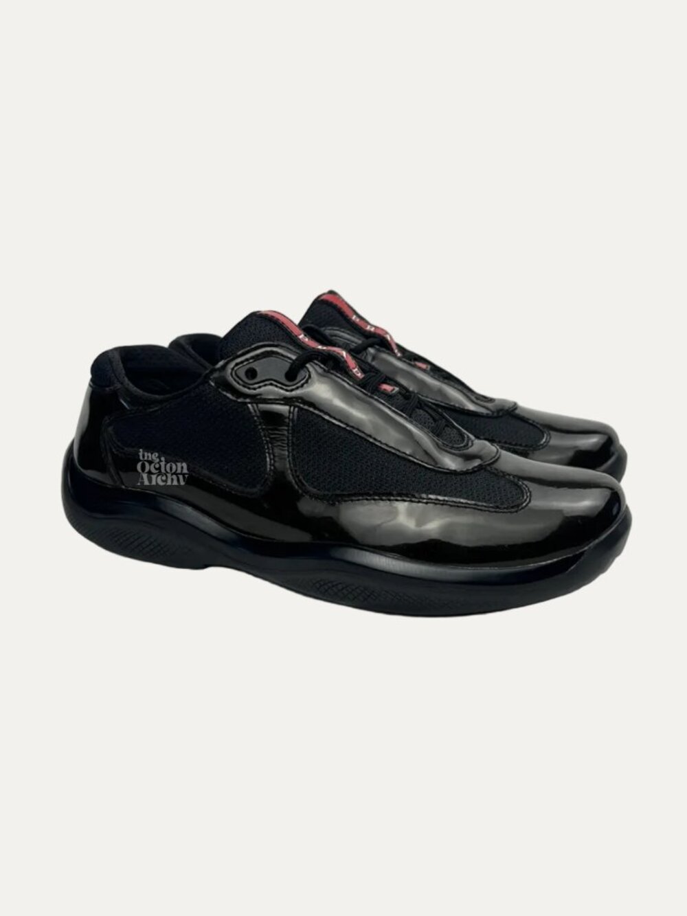 Women Size 40 Prada Americas's Cup Patent Leather Dark Olive PR3163 Pre-Owned